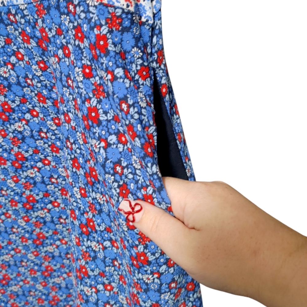 Tommy Hilfiger Blue Floral Sleeveless Fit & Flare Dress Women's Size Large NWT - Picture 7 of 11